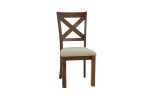 Set of 2 Side Chairs Natural Brown Finish Solid wood Contemporary Style Kitchen Dining Room Furniture Unique X- Design Chairs
