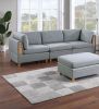 Living Room Furniture 7pc Modular Sofa Set Light Grey Dorris Fabric Couch 4x Corner Wedges 2x Armless Chair And 1x Ottoman