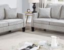 2pc Sofa Set Sofa And Loveseat Living Room Furniture Grey Blended Chenille Cushion Couch w Pillows