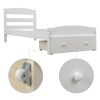 Platform Twin Bed Frame with Storage Drawer and Wood Slat Support No Box Spring Needed, White