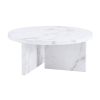 A white MDF material circular patterned coffee table, a 31.4-inch white center table, modern coffee table, suitable for small spaces and living rooms.