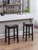 A&A Furniture,Counter Height 29" Bar Stools for Kitchen Counter Backless Faux Leather Stools Farmhouse Island Chairs,29 Inch, Brown, Set of 2
