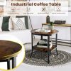 2-Tier Round End Table with Storage Shelf for Living Room