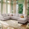 Ustyle Modern Large Upholstered U-Shape Sectional Sofa, Extra Wide Chaise Lounge Couch, Beige