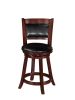 2Pc Beautiful Elegant Upholstered Low Swivel Chair Stool Rich Black Faux Leather Upholstery Padded Back Kitchen