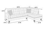 Living Room Furniture 2-PCS Sectional Sofa Set LAF Sofa And RAF Chaise Ash Black Color Tweeted-Like Velvet Tufted Couch Nailheads