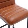 Low Bar Stools Set of 2 Bar Chairs for Living Room Party Room Kitchen,Upholstered PU Kitchen Breakfast Bar Stools with Footrest,Brown