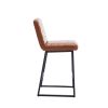 Low Bar Stools Set of 2 Bar Chairs for Living Room Party Room Kitchen,Upholstered PU Kitchen Breakfast Bar Stools with Footrest,Brown