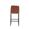 Low Bar Stools Set of 2 Bar Chairs for Living Room Party Room Kitchen,Upholstered PU Kitchen Breakfast Bar Stools with Footrest,Brown