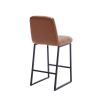 Low Bar Stools Set of 2 Bar Chairs for Living Room Party Room Kitchen,Upholstered PU Kitchen Breakfast Bar Stools with Footrest,Brown
