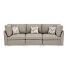 Amira 95.3" Beige Fabric Sofa Couch with Pillows
