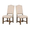 Rustic Classic 2pcs Dining Chairs Beige Fabric Upholstered Cushion Side Chairs Nailhead Trim Kitchen Dining Room Solid wood Light Oak