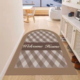 Simple Geometric Home Entrance Floor Mat Crystal Velvet Absorbent Non-slip Arched Rectangle Carpet Home Decoration Foot Mat Semi-circle Door Mat (Main Color: 02 Arched)