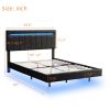 Queen Size Floating Bed Frame with LED Lights and USB Charging,Modern Upholstered Platform LED Bed Frame