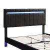 Queen Size Floating Bed Frame with LED Lights and USB Charging,Modern Upholstered Platform LED Bed Frame