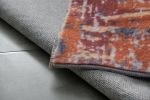 Zara Abstract Design Machine Washable Grey Brown and Rust Area Rug